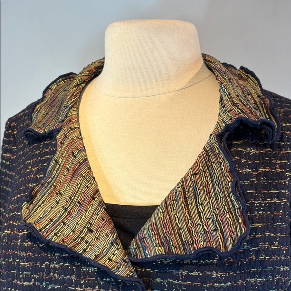 Joseph Ribkoff Women’s Button Front Ruffle Blazer. Multi coloured. Size 16 - Picture 3 of 13